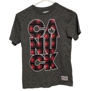 HBC Hudson’s Bay Boys Gray Plaid Canuck Olympics Graphic T-Shirt Size 7/8